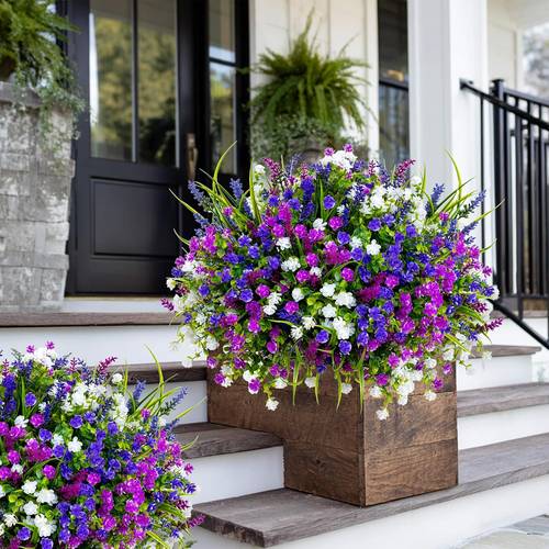 20 pack outdoor artificial flowers faux greenery outdoor simulated artificial boxwood non fading plastic shrubs home decor farmhouse garden mixed colors 3 colors white