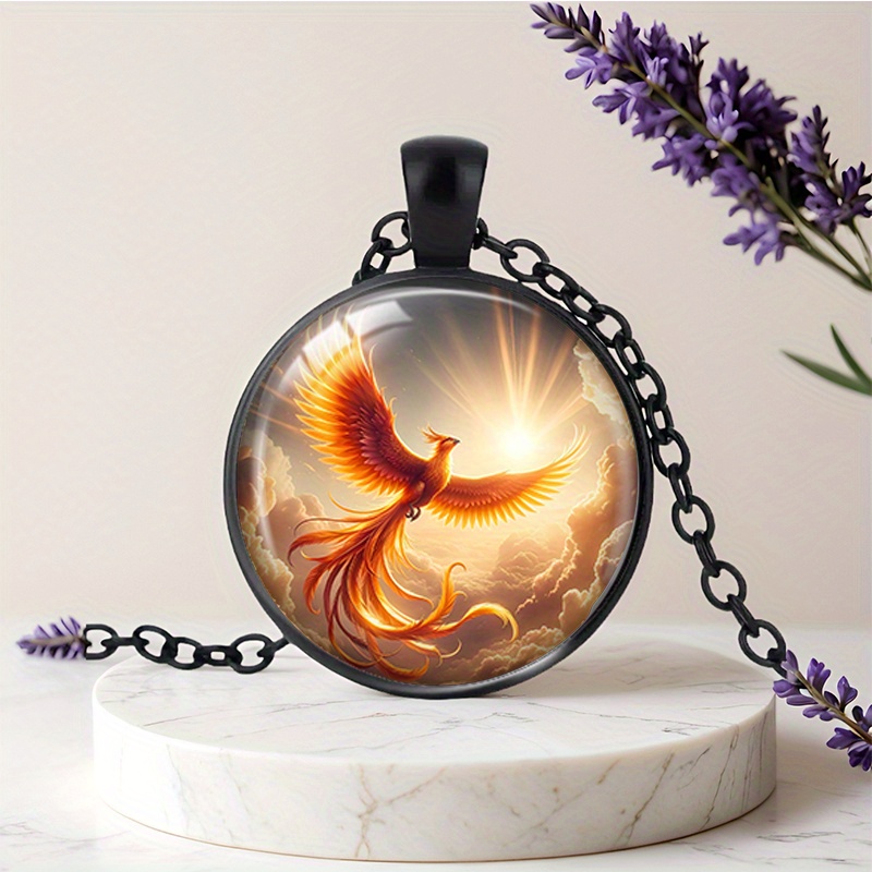 TEMU Collana con ciondolo con illustrazione di fenice, 1 pezzo, , accessorio di tendenza, regalo per le feste