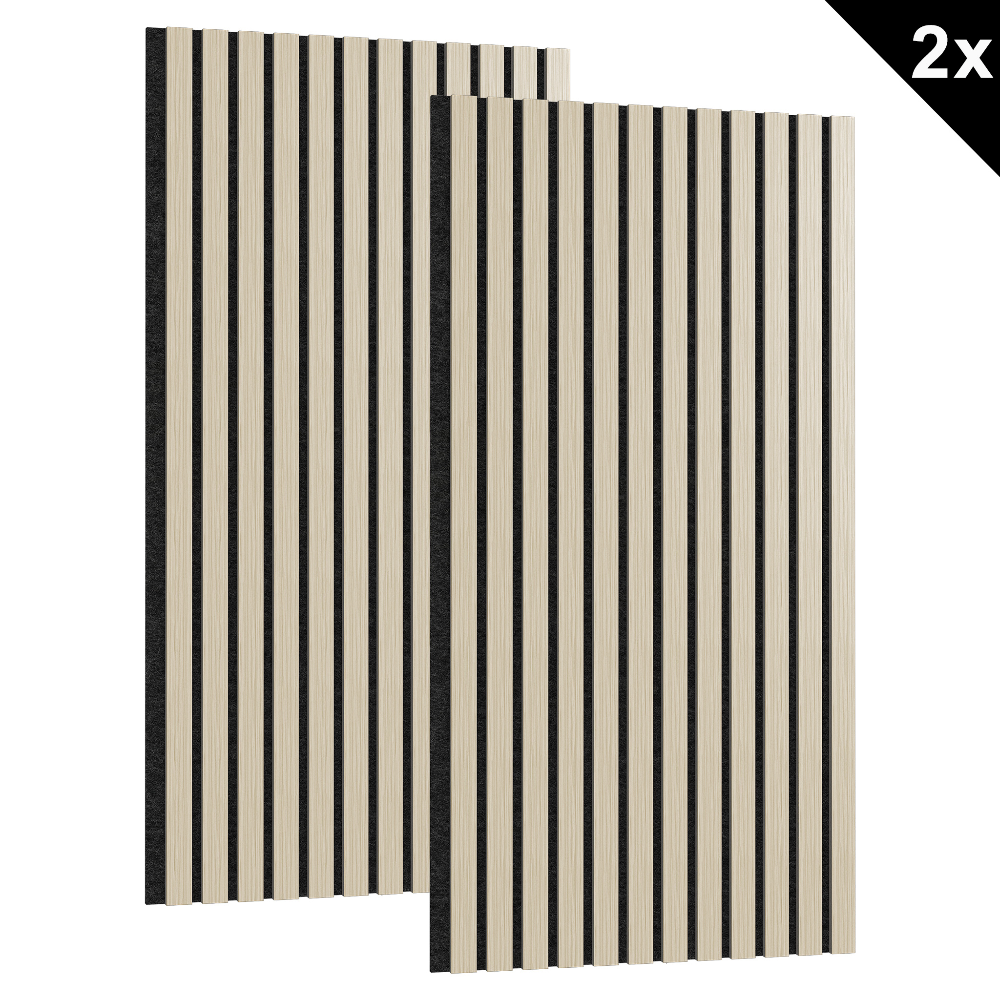 E-shop Packung mit 2 Akustikpaneele, 120 x 60 cm, Wandpaneele, Holzpaneele, Wand Schallschutz mit Holzoptik, Lackiert, Akustikraumbehandlung,