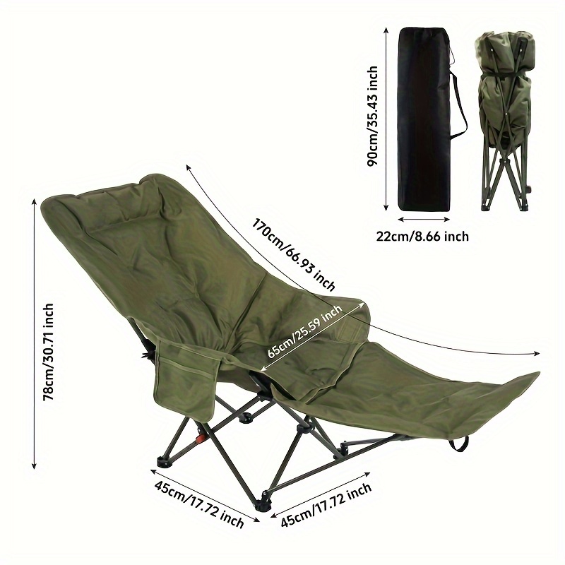 Chaise pliante de voyage pour plage avec double inclinaison, hauteur réglable, structure en acier renforcé et amovible - Portable et légère pour camping, pêche et loisirs en plein air