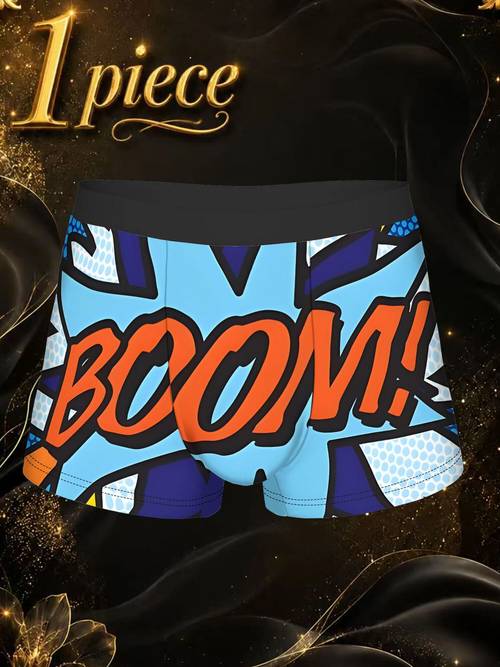 item picture 1pc logo boom comic book modern fun underpants mens panties mens underwear ventilated shorts boxer briefs