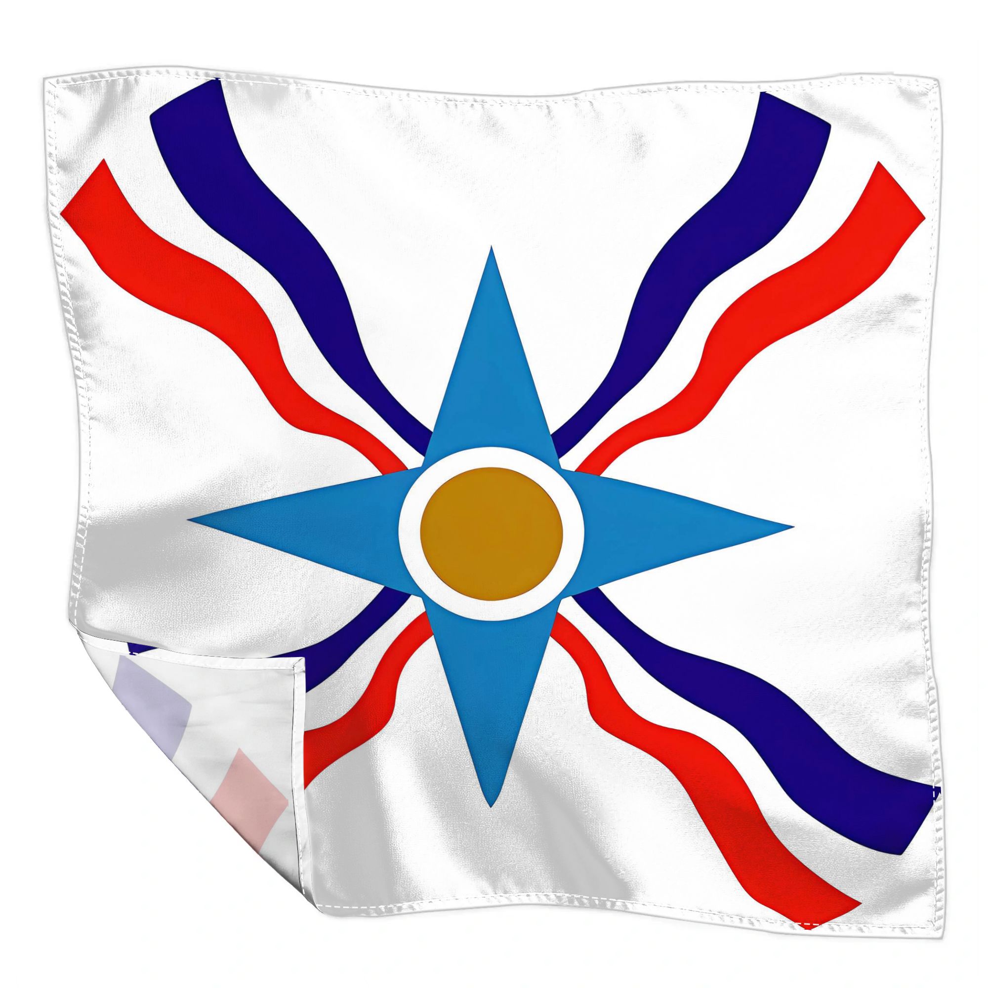 TEMU Assyrian Star Symbol Ethnic Flag Art Scarf Bandana Women Handkerchief 55x55cm Casual Design 2d Print Design