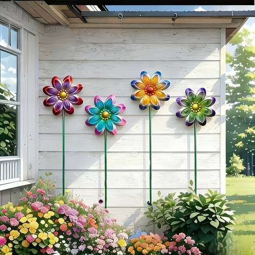 2d flat 2d flat 4pcs outdoor acrylic colorful stakes durable and vibrant garden ornaments courtyard decor lawn additions suitable for landscape design spring summer and holiday decorations