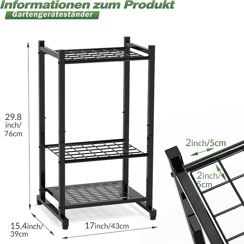 Garden Tool Organizer, Yard Rack For Garage Organization And Storage, Up To 35 Long Handled Tools, Heavy Duty Steel Garden Tool Stand For Shed, Outdoor, Black