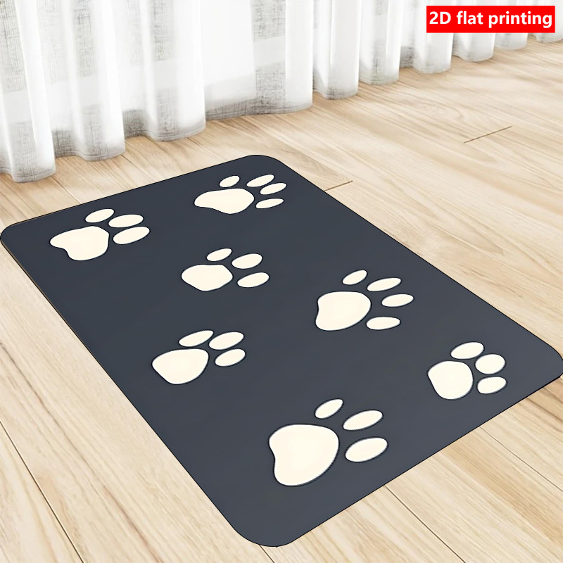 TEMU 1pc Of 2d Flat Printing, Print Printing Pet Feeding Mat, Non-slip Bottom Rubber Material, Base Color, Printed With Multiple Off-white Print