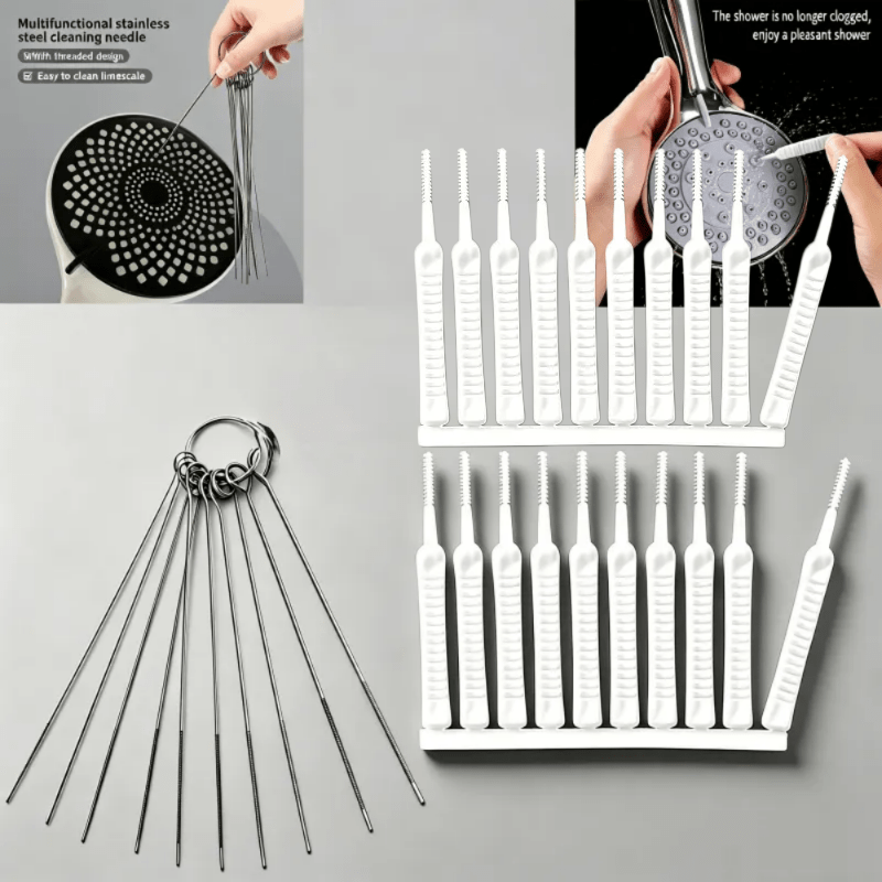 TEMU (1 Set Of 29pcs) 29pcs Stainless Steel Shower Cleaning Brush Set, Including Sized Brush Heads, Suitable For Cleaning Showerheads, Small Holes,