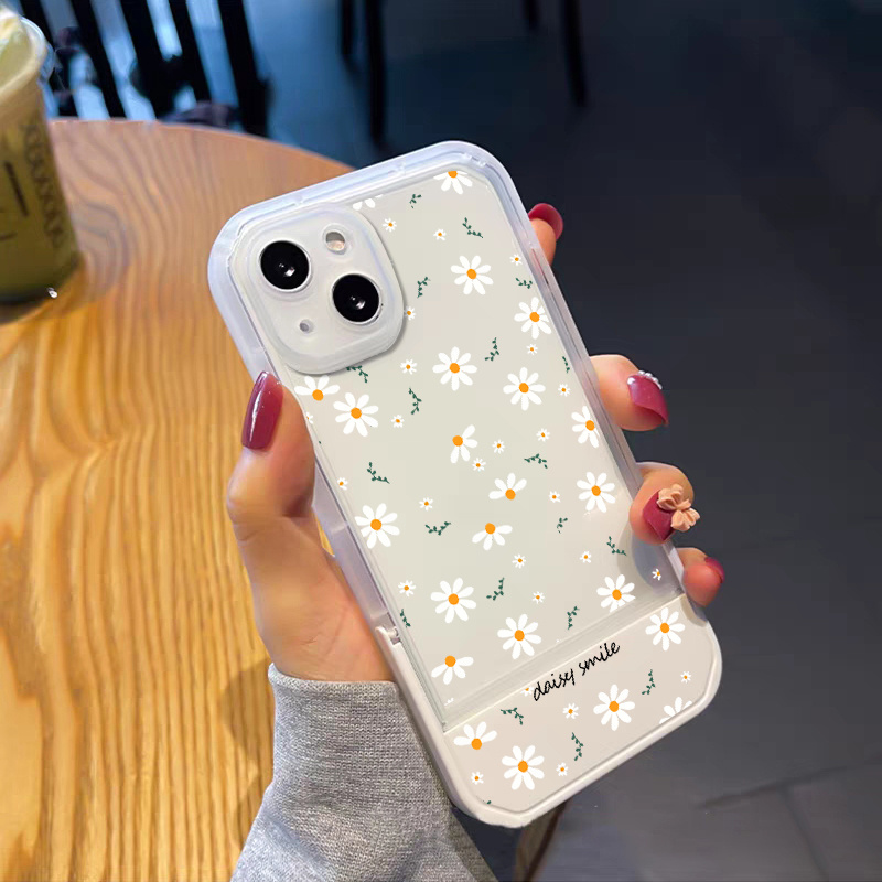 TEMU Phone Case: 2025 New Fashionable Creative Multi-functional Design Shockproof Sunflower Pattern Stand Phone Case For Iphone