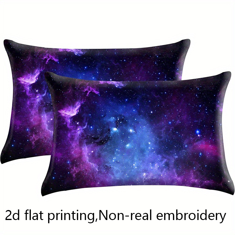 TEMU 2d Flat - 2d Printed Double-sided Purple And Blue Starry Sky Pillowcase, Adult Home Decor, Sofa Decoration, Rectangular Pillowcase, Modern Sofa