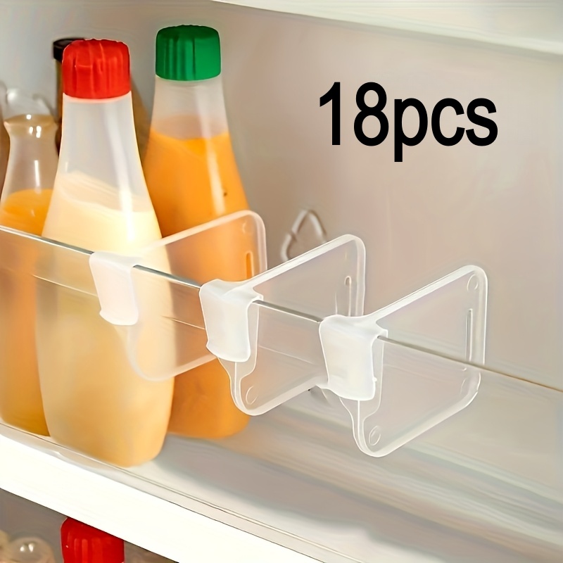 TEMU 18pcs Adjustable Refrigerator Door Organizer Set - Multifunctional Fridge Shelf, Durable, Space Management Tool, Shelf Clip, Compartment Buckle,