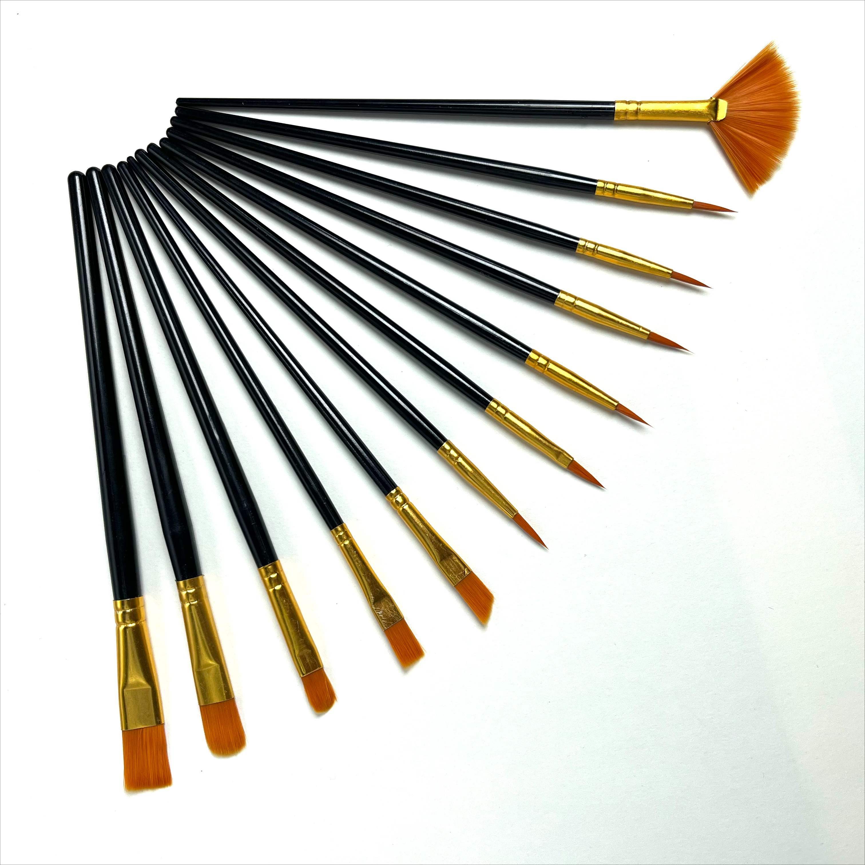 TEMU 12pcs Nylon Brush Set Art Painting Watercolor Gouache Acrylic Brush Oil Supplies Suitable For Birthday Gifts, , Christmas And Other Gifts