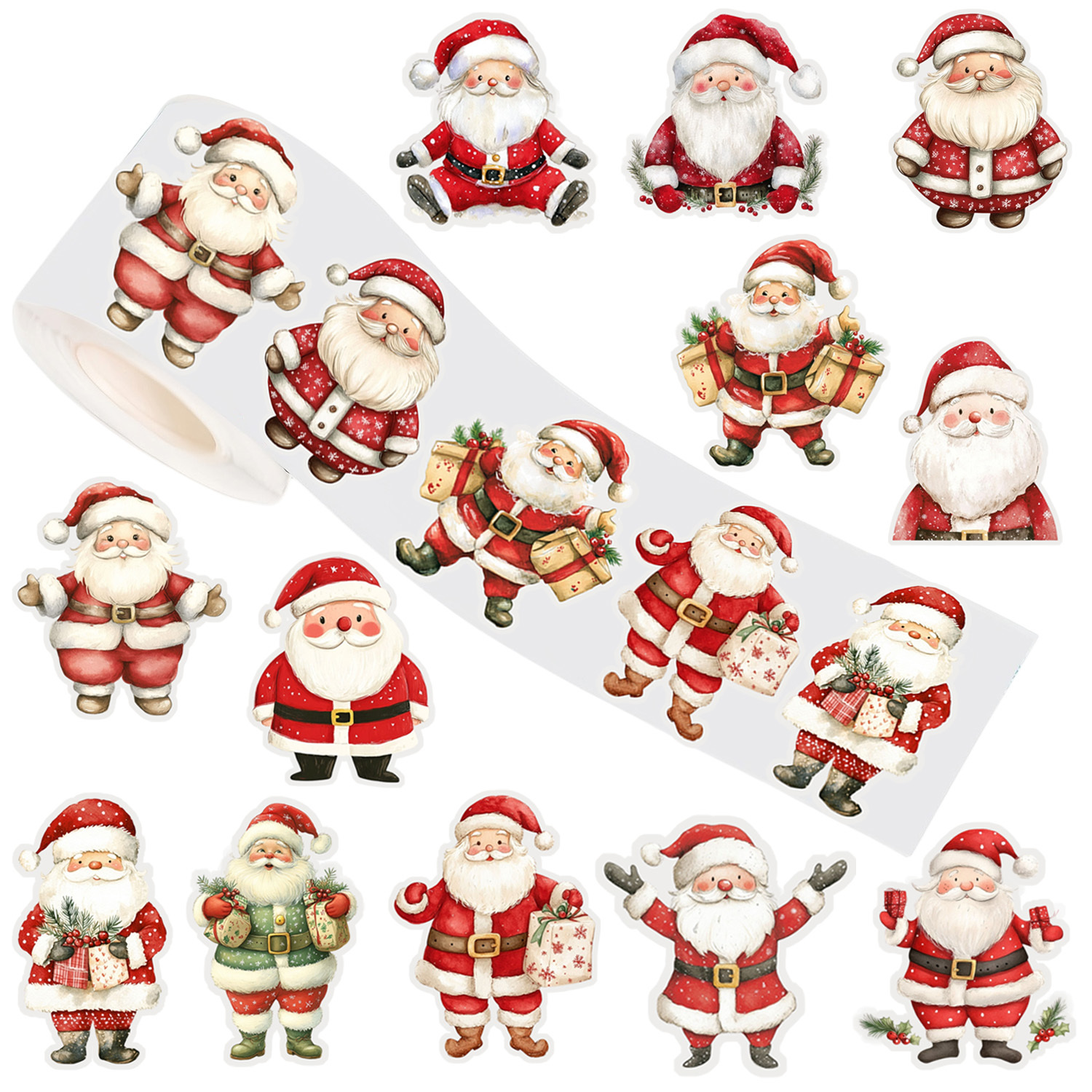 TEMU Rouleau de 510 autocollants Père Noël de Noël, autocollants en papier pour cadeaux de Noël avec 12 , décalcomanies autocollantes de Noël, pour