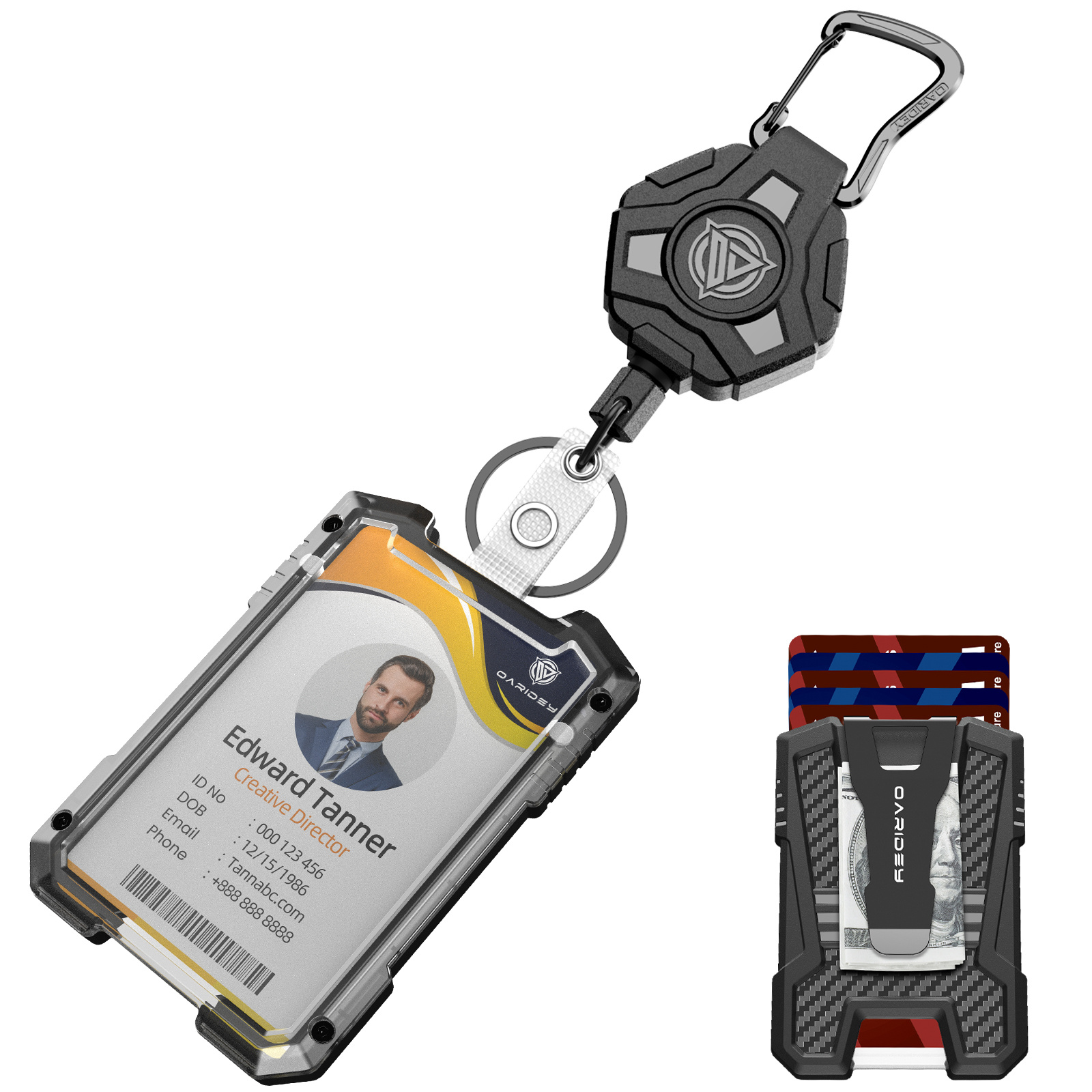 

Oaridey Retractable Badge Holders, Heavy Duty With Tactical Id Card Holder (holds 5 Cards), Id Badge Holders Retractable With Metal Clip, " Badge Reel