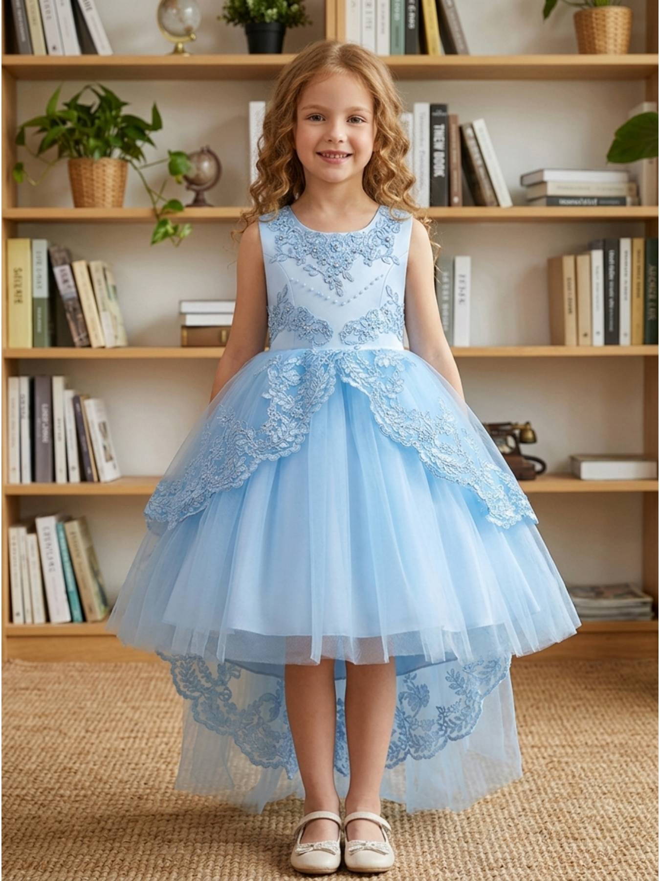 formal light blue dress for little girl Peter Pan Formal Dress - Small Blue Check main image 0