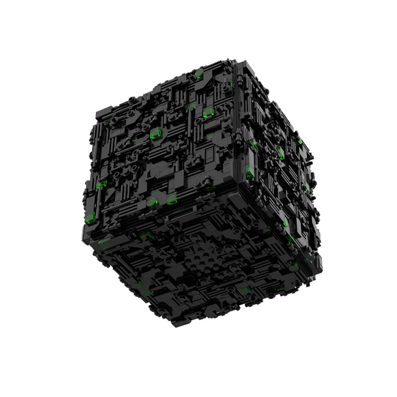 Image of 1363pcs Cube Ship Building Blocks - Geometric - Cube Mothership Model - Collector Display - Christmas Gift