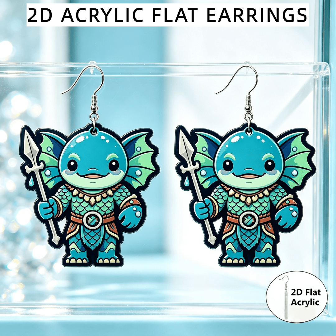 Women's Cute Water Warrior Monster Acrylic Dangle Earrings