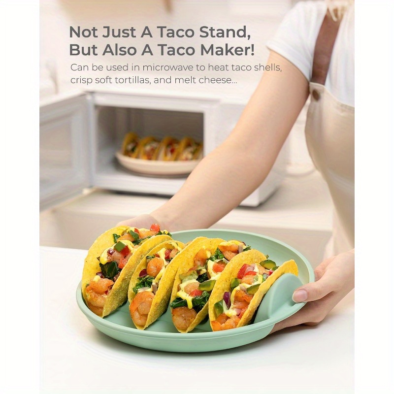 TEMU 1pc Taco Plate Holder, Measuring 9.76 Inches, Designed With Dividers For Soft And Hard Tacos. This Non-slip Taco Holder Serves As A Tray For