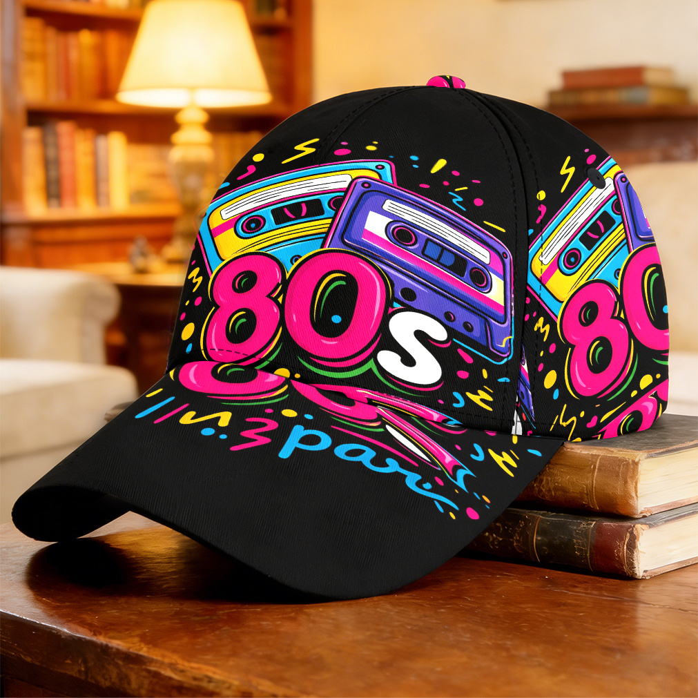 TEMU 1pc-2d Print Cassette Graffiti Pattern Baseball Cap Chic Driver Cap Breathable Curved Brim Cap Birthday Gift Sports Events Full Print Pattern