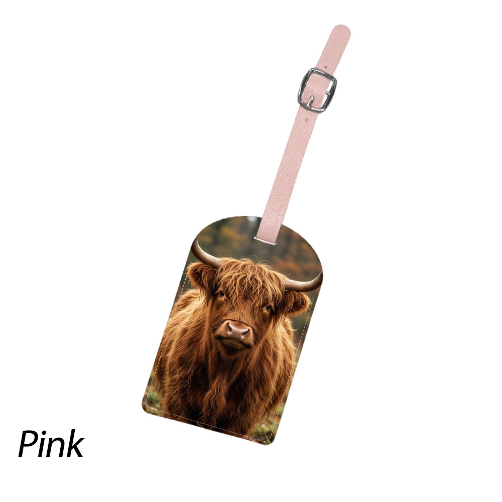 TEMU Personalized Creative Name Text Luggage Tags Highland Cow Illustration For Suitcases, Travel Cruise Hang Tag, Backpack Tote Bag Schoolbag Name
