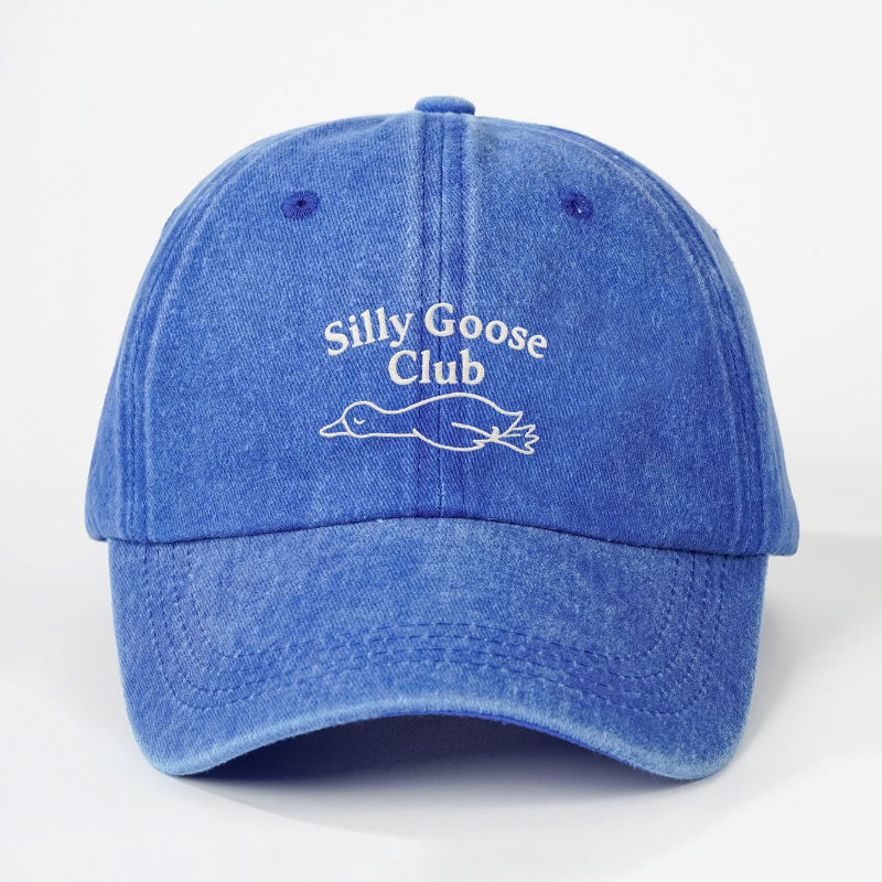 TEMU 1 Embroidered Silly Goose Washed Baseball , Unisex Trucker Hat, Breathable Adjustable Golf , Summer Fashion Curved Brim Hat For Men And Women,