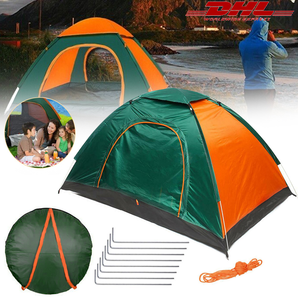 E-shop Automatisches Campingzelt für 2-3 Personen Wetterfestes Geräumiges Leichtgewichtiges Tragbares Rucksackkuppelzelt mit Tragetasche für