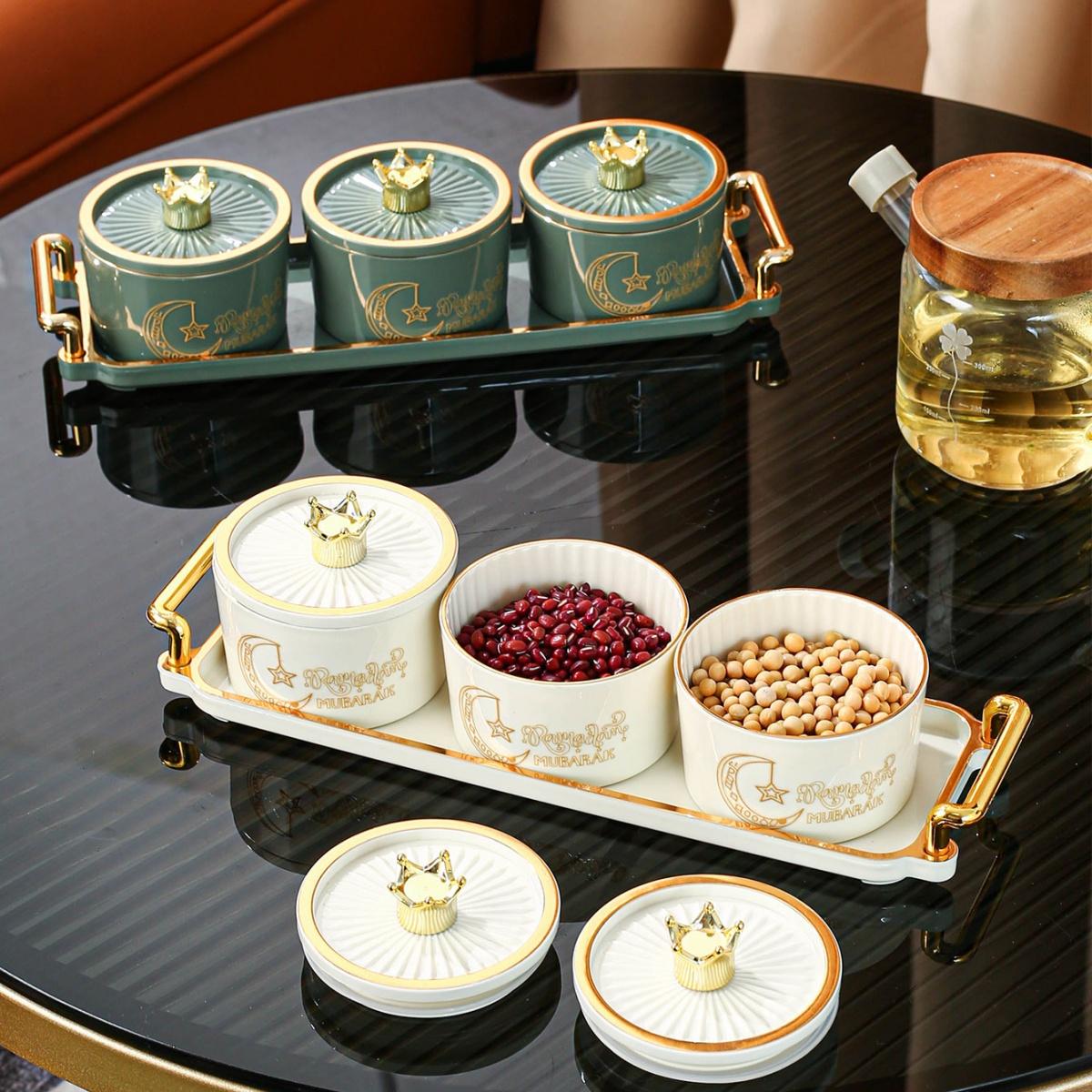 4pcs Set of 3 Jars and 1 Tray: , Star, Moon, and Lantern Plastic Spice Jars with Holders. Christmas Decorations for Home, Stocking Stuffers. Ideal for Home, Dining Room, Living Room, Kitchen Storage. Spice Containers, Food Storage Jars, Sugar Jars