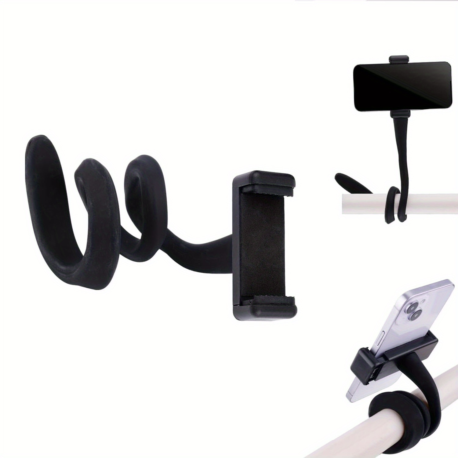 Flexible Installation Baby Stroller Phone Holder, Portable Selfie Stick With Goose Neck, Adjustable Arm Grip Phone Clamp, Suitable For Treadmill, Bicycle, Desk, Car, And Shopping Cart