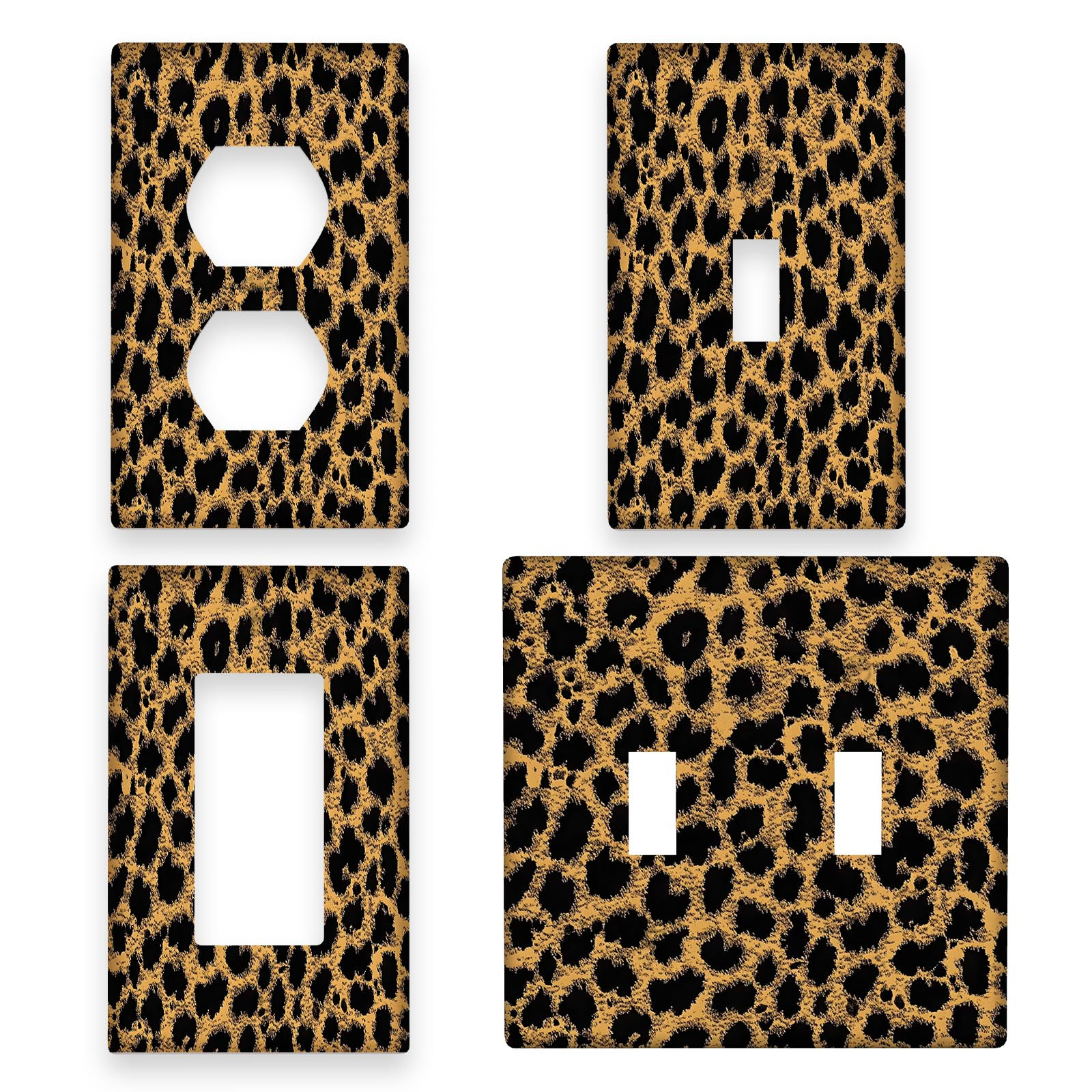 

1pc Leopard Print Unbreakable Polycarbonate Light For Switch Cover, 1-gang/2-gang Decorative Wallplate For Indoor Outdoor Use - Ideal For Bedroom, Kitchen, Bathroom Decor