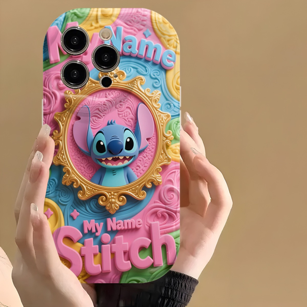 1pc Disney Licensed Phone Case with The Theme of Disney character Stitch my name is, Suitable For Apple for iphone 16 15 14 13 12 11 Pro Max XS. Perfect Gift with Cartoon Design, 2D Flat, Excellent Protection, Drop-Resistant, Durable, And