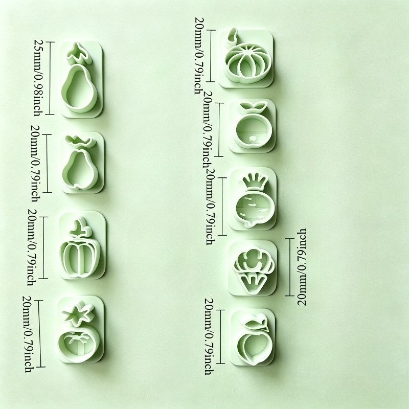 TEMU 9pcs Mini Fruit And Vegetable-shaped Polymer Clay Cutting Molds, Perfect For Making Jewelry, Pendants, Earrings, And Necklaces. Includes Shapes