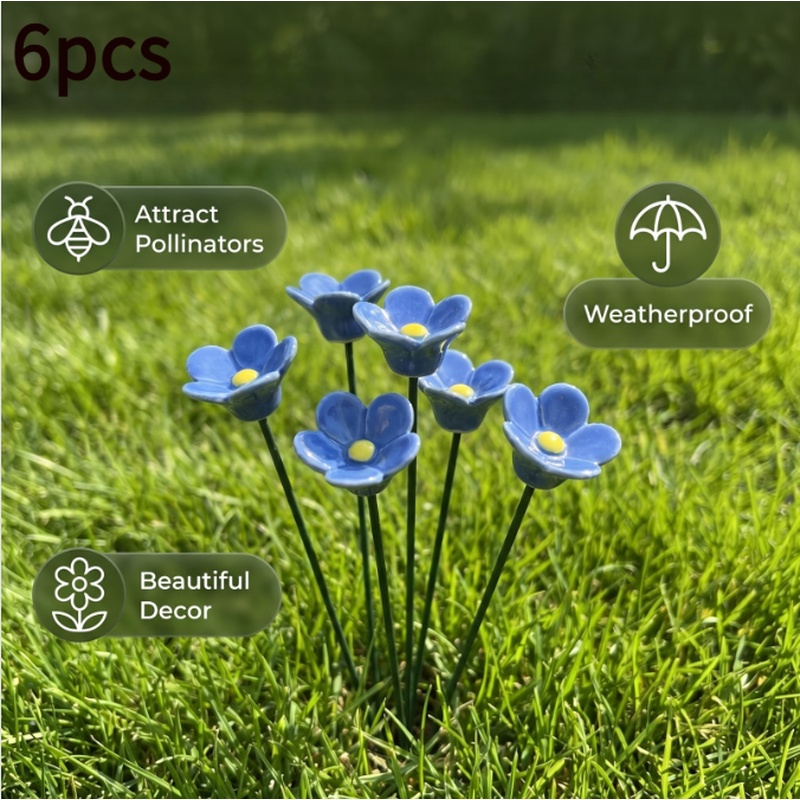 TEMU 6pcs Resin Simulation Flower Bouquet For Bee Water Cup, Pure Handmade Garden For Bee Water Cup, Decoration, Shaped For Bee Water Dispenser, Pile