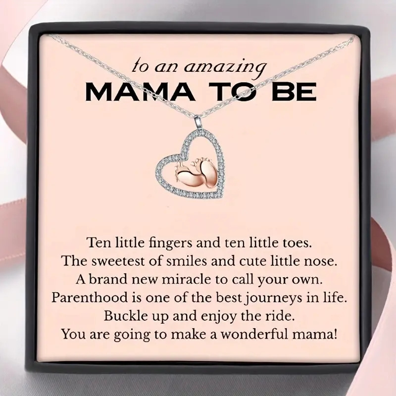 TEMU 1pc A Love Footprint Pendant Necklace For Expectant Mothers, A Gift For Expectant Mothers