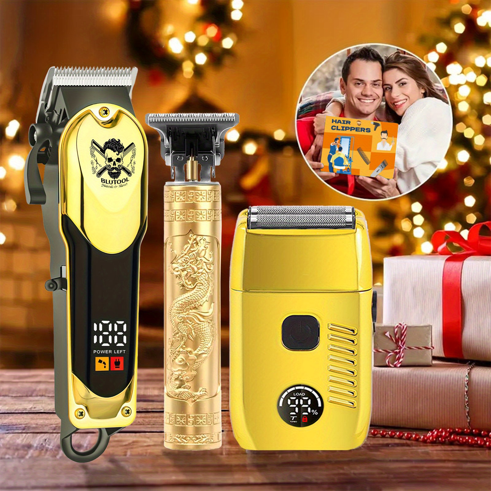TEMU 3 pièces Tondeuse Électrique pour Hommes, Tondeuse et Rasoir - Kit de Toilettage - USB avec Écran LCD, Basse Tension, Tondeuse à Lame T - Idéal
