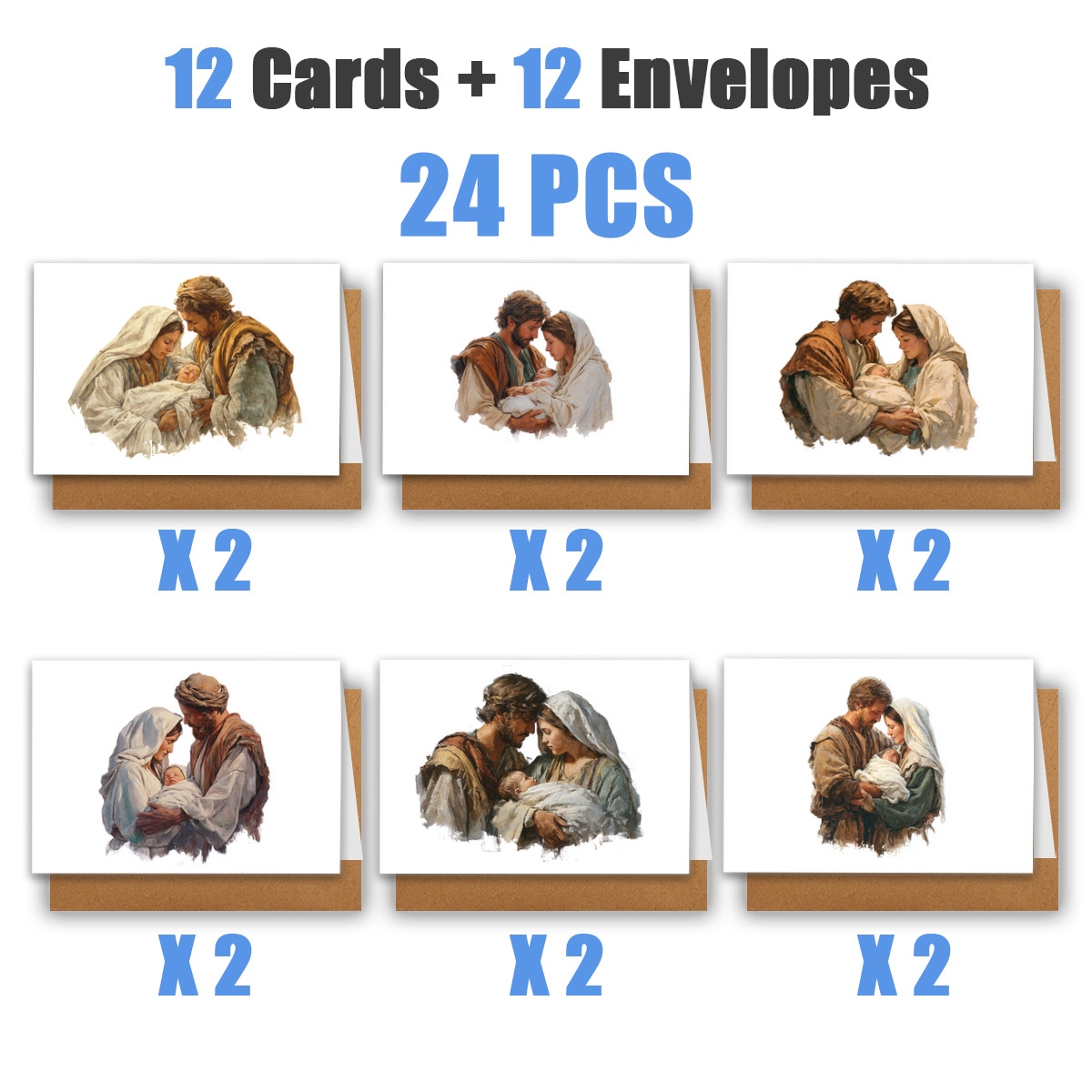 TEMU 1 juego/ 12 piezas/ 24 piezas de tarjetas de felicitación de de navideña | con sobres, tarjetas de felicitación | Perfectas para , celebraciones
