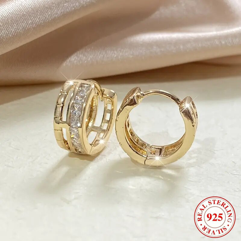 Women's 925 Silver Hollow Zircon C-Shaped Ear Cuffs — Everyday Wear