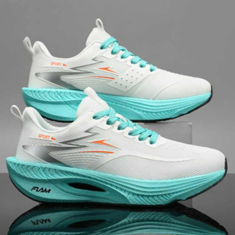 sneakers this casual running shoe features breathable fabric material and is   with a tpu sole it offers a breathable white and blue gradient color   is suitable for gym training casual running and other occasions