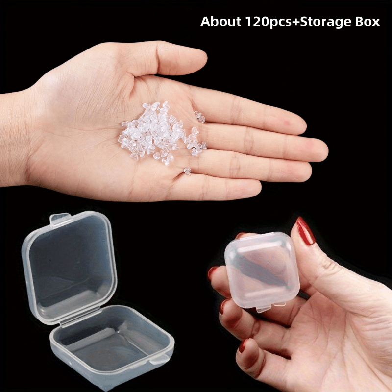 120/220/500pcs Hypoallergenic Clear Silicone Earring Backs With Storage Box - Skin Ear Stud Stoppers, Secure Clutch For Making, Pierced Ears, Ears, & Skin (120, 220, 500) -
