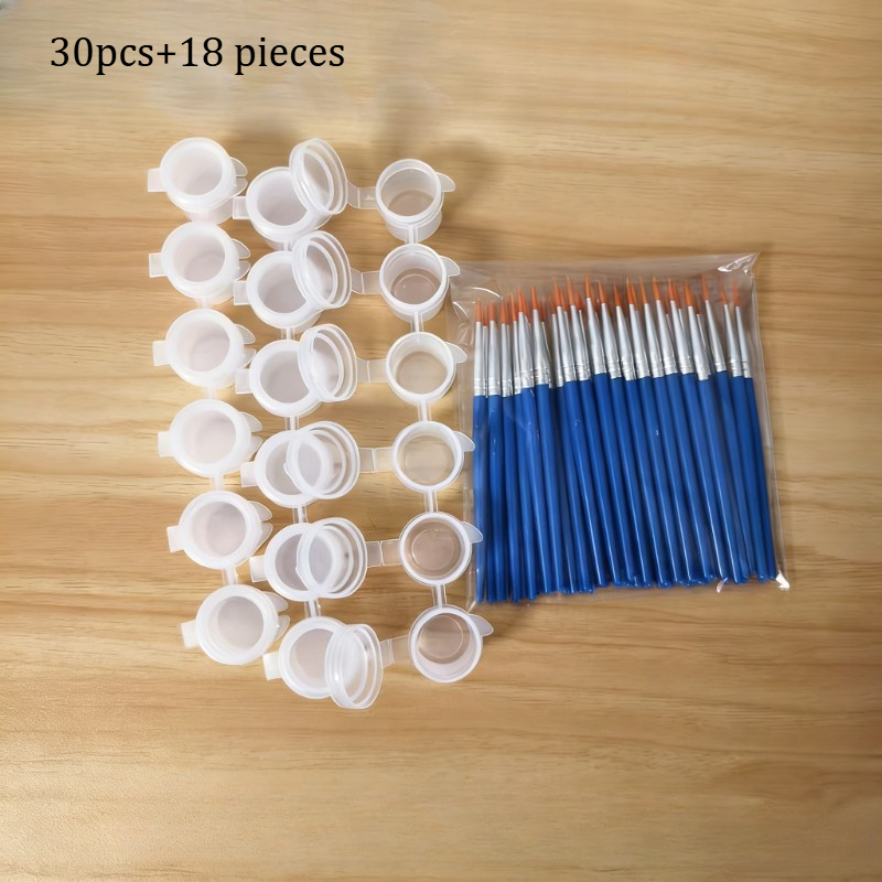 E-shop 30 Pinsel + 18 leere 5 ml 0,1 oz Farbbehälter, geeignet für Acryl, Aquarell, Gesichtsmalerei, Leinwand, , usw.