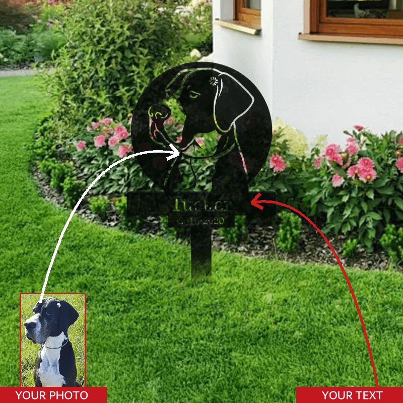 Custom Dog Portrait Metal Art Memorial Stake
