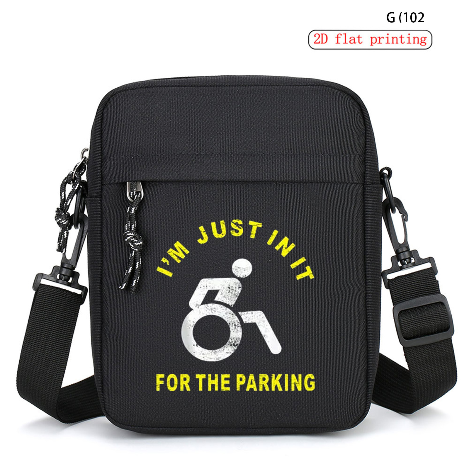 TEMU A Stylish And Minimalist Black Wheelchair Print Crossbody Bag, Multifunctional And Spacious, Suitable For Daily Commuting And As A Gift
