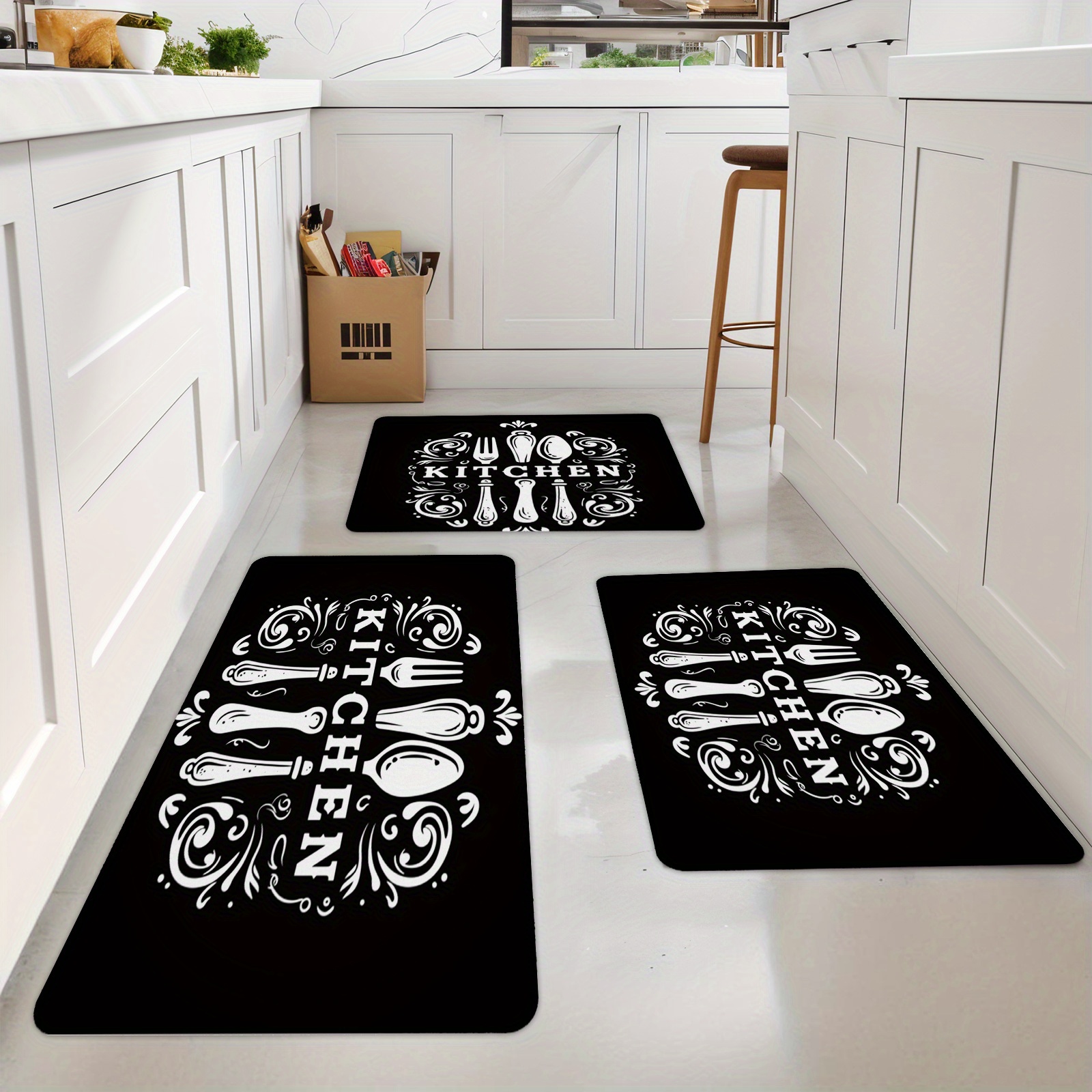 Set Of 3 Kitchen-themed Mats Suitable For The Living Room, Bedroom, Balcony, And Kitchen. Ideal For Home Decoration, Easy To Clean, And A Wonderful Gift For , , Birthdays, Holidays