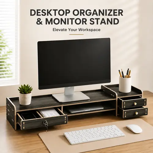Pc Riser Wood computer desk riser shelf sold on Temu United States