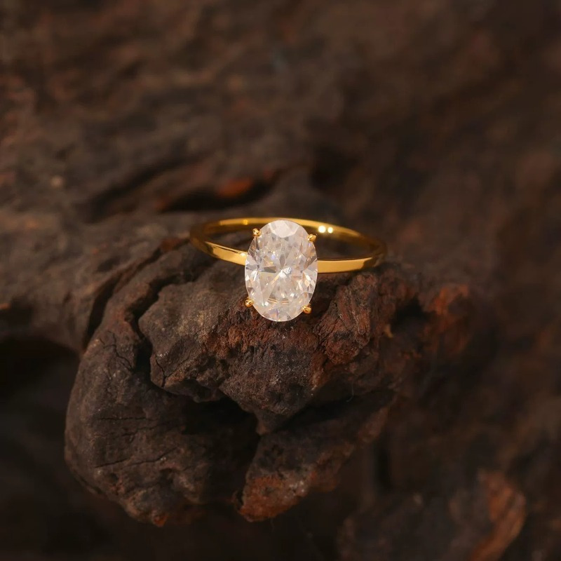 Women's 1/2 Carat Exquisite Moissanite Oval Ring, Luxurious Design