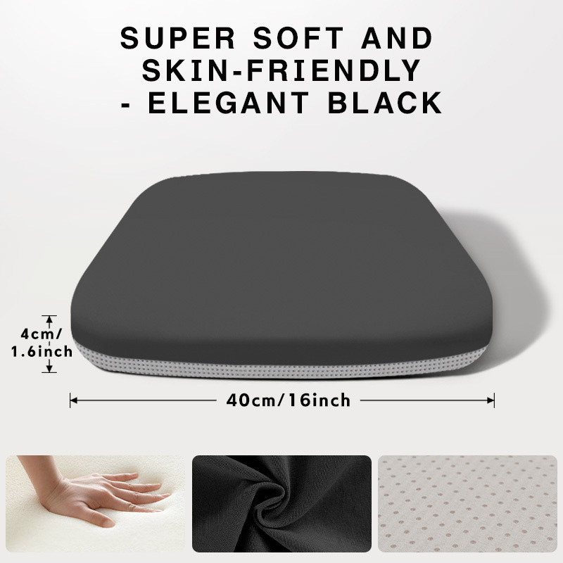 TEMU Extra-large 15.72-inch Ergonomic Seat Cushion - High-density Pu Foam With Non-slip Base, Soft Woven Cover (machine Washable And Breathable)