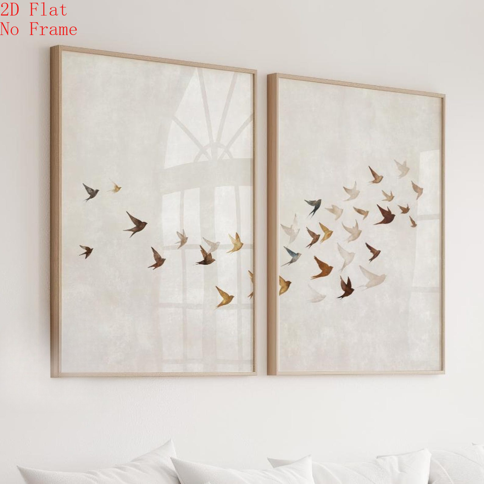 TEMU 2D , 2D , 2D [Sin Póster en 2 piezas] Set de 2 de Aves Neutrales – Aves en de Pared Minimalista de la , Decoración de Halloween y Navidad