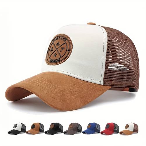 adjustable mens street style baseball cap lightweight polyester two tone mesh trucker hat with logo in multiple colors baseball cap