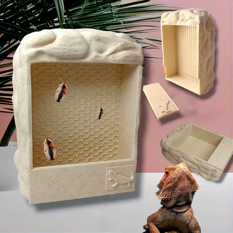 Natural Habitat Feeding Box Decoration for Lizards, Geckos, Chameleons And Other Reptiles And Amphibians