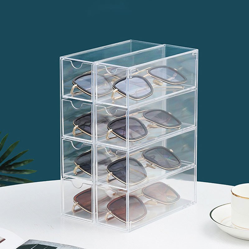QWORK Organisateur à Lunettes Suspendu - 16 Compartiments Transparents Anti-Poussière - Pour Collection Ou Voyage