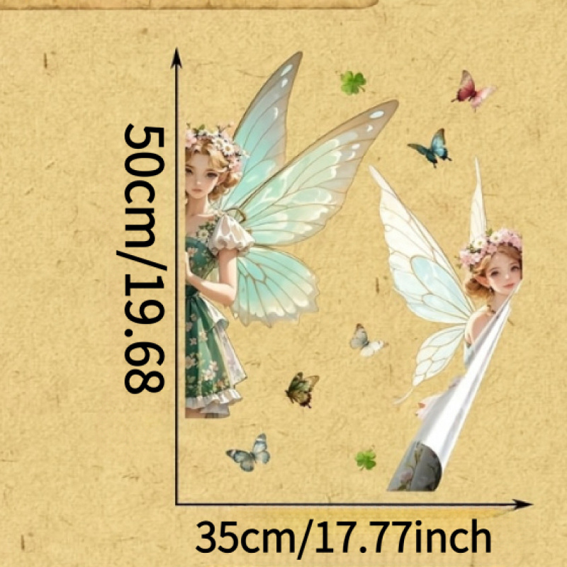 TEMU 1pc Fairy Clover Window Cling Pet Static Adsorption Glass Film No Residue, Reusable Double-sided , Living Room Bedroom Dining Room Door Window