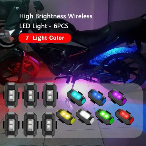6pcs high brightness wireless led light motorcycle led mini light led lamp for car bike scooter aircraft light