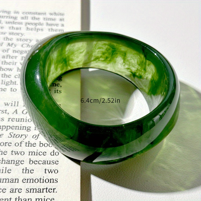 Boho Oval Wide Band Geometric Resin Bangle, Spring & Summer